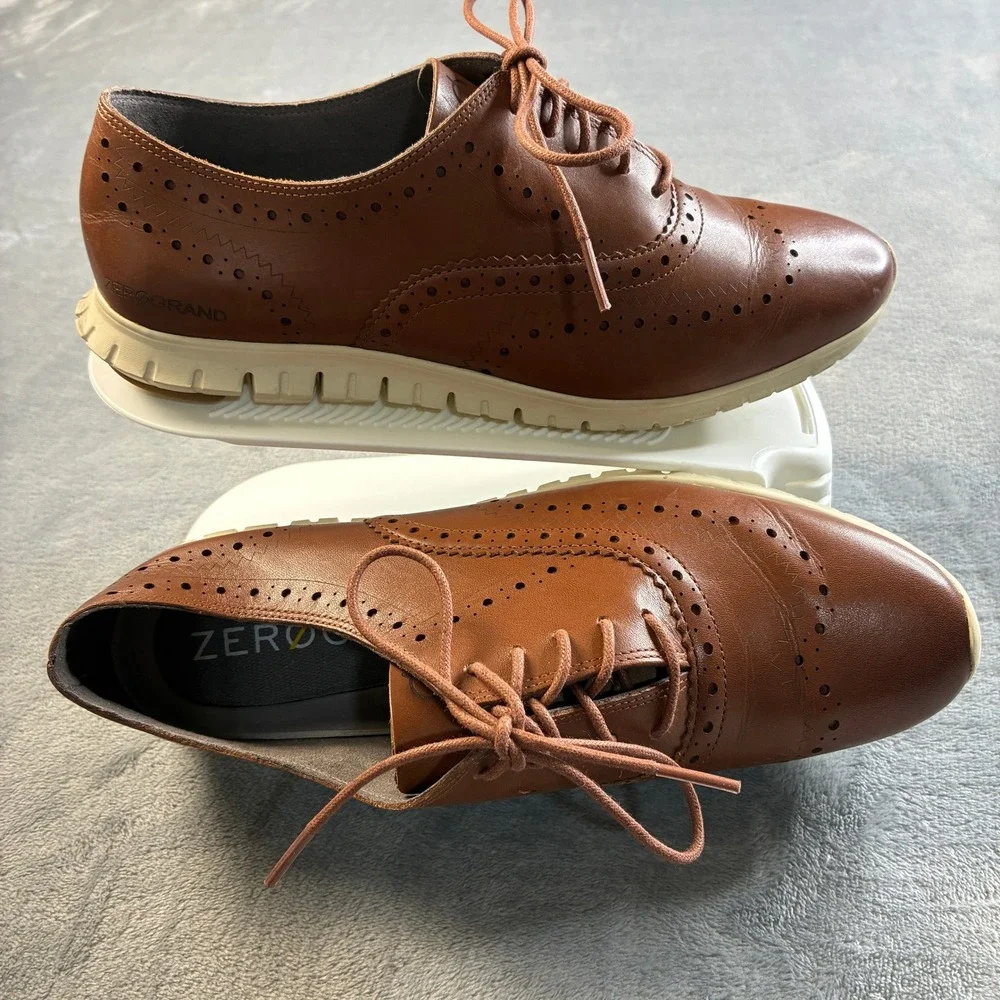 Cole Haan‎ Zerogrand Wingtip Oxford British Tan Leather Shoes W14476 Womens 9B